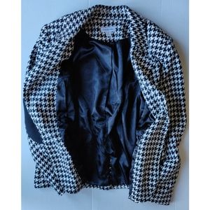 Vintage Woolen Style Dress Coat Houndstooth Print